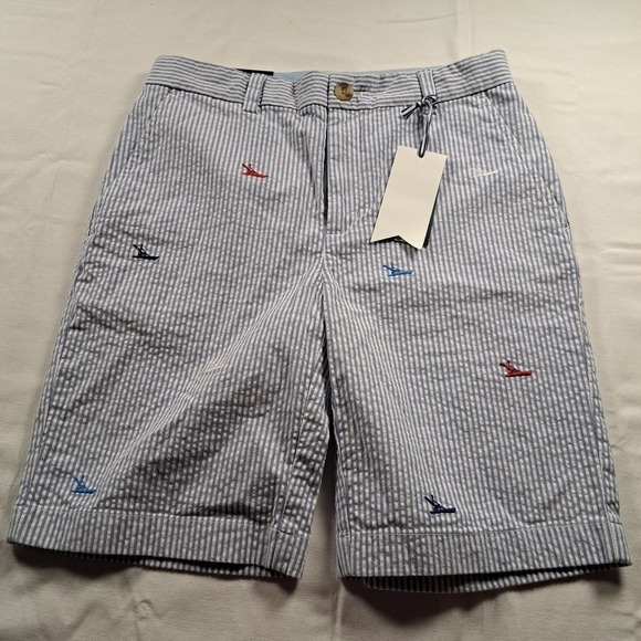 Vineyard Vines Other - Vineyard Vines Boys 12 Breaker Shorts Seersucker Sailboat Ocean Breeze 3H001073